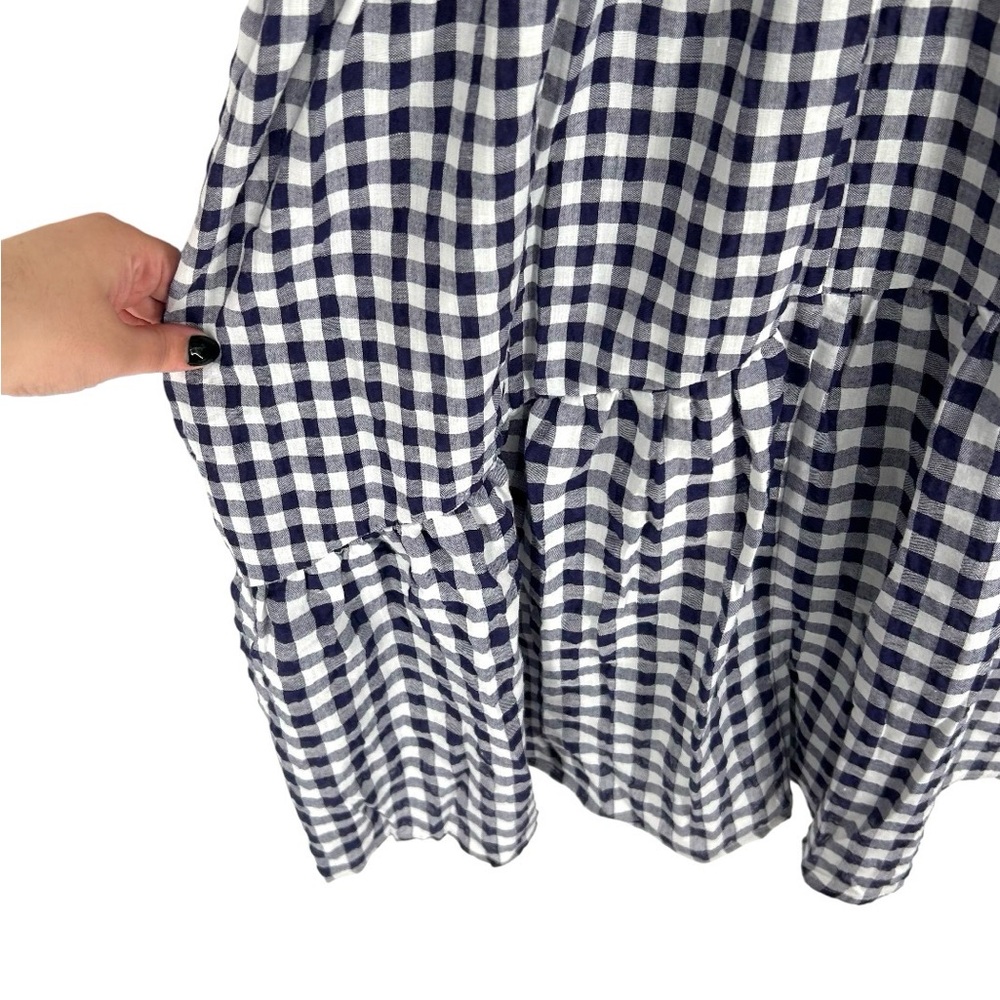 NWT Anthropologie 11-1-TYLHO Navy Blue Gingham Swing Mini Dress Size Extra Small - Picture 4 of 11